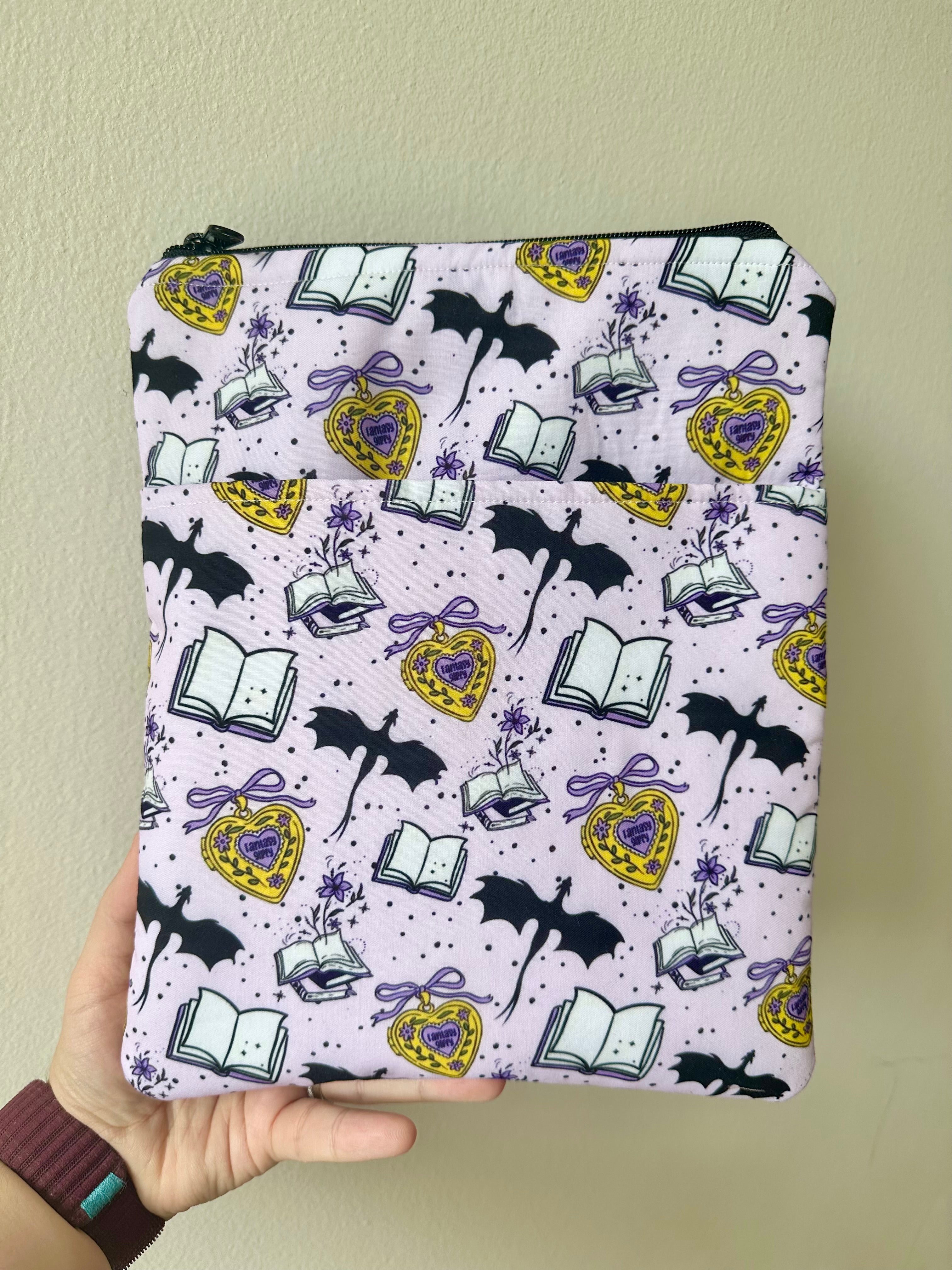Fantasy Book / ereader / small iPad sleeve with a front pocket