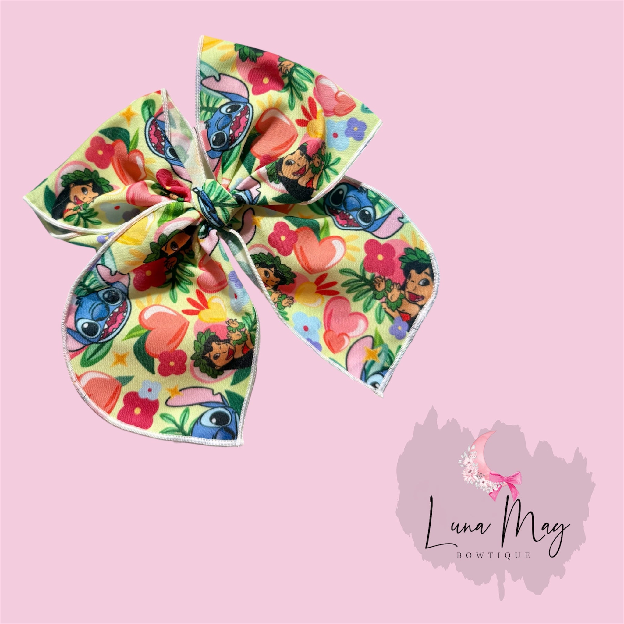 Floral Alien Friend  Bow on alligator clip