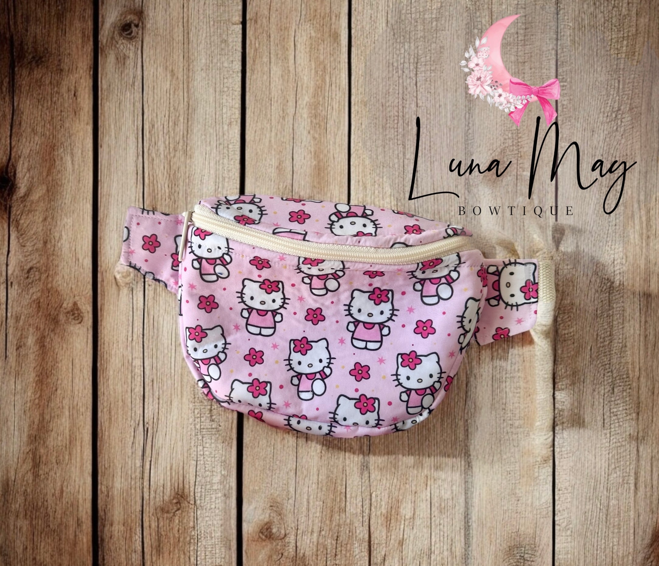 Pink Floral Kitty Crossbody Bag (Fanny pack)