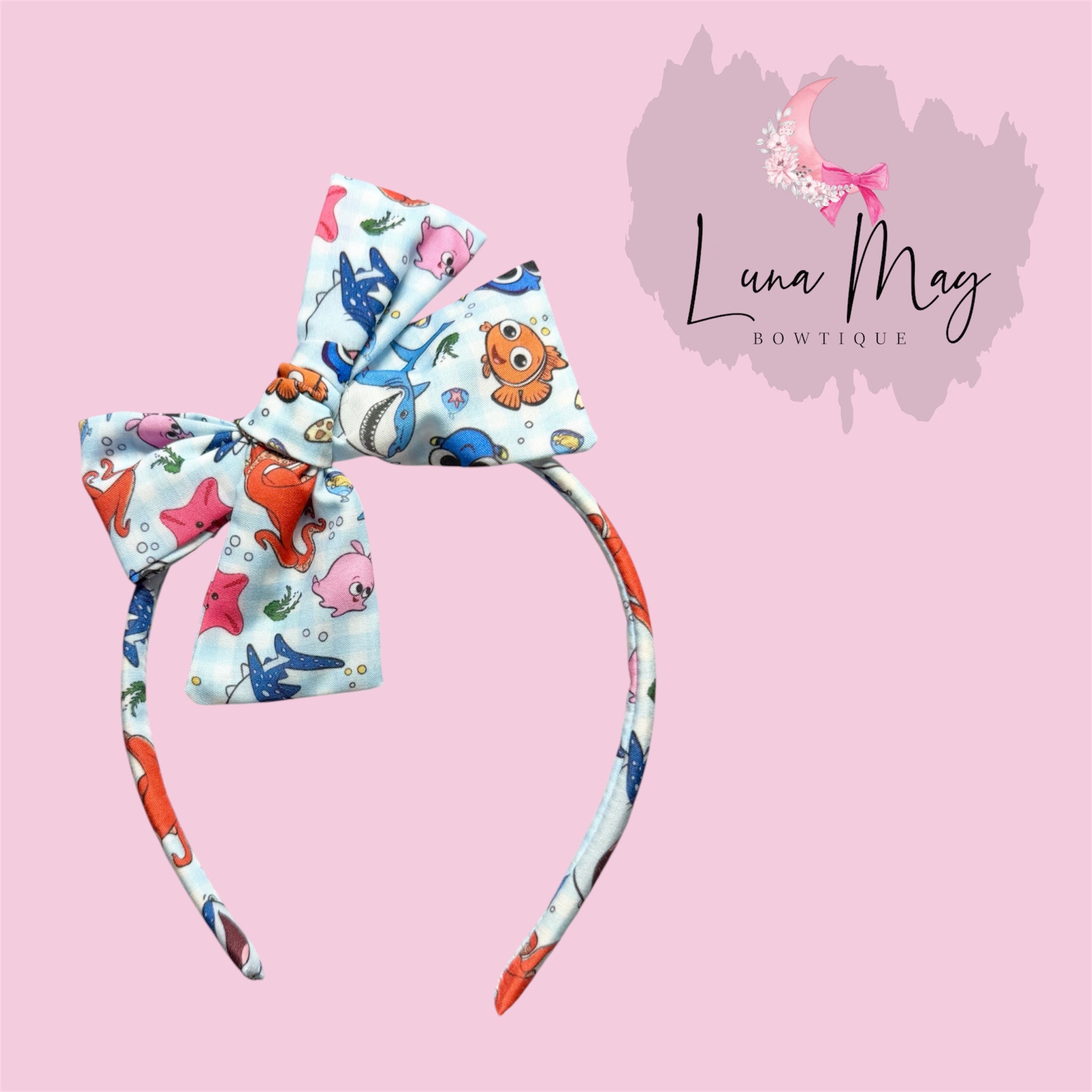Fishie Friends Bow on a Headband